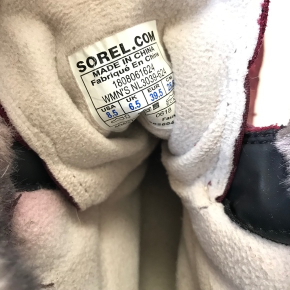 Sorel Explorer Joan Waterproof Boots Womens 8.5 Red Maroon Suede Faux Fur Snow - Picture 6 of 12